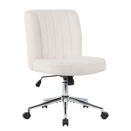 Boss Office Products Modern Mid-Back Desk Chair - White  Boucle Fabric B4035C-BCRM